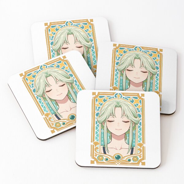 Item preview, Portrait - Green haired woman golden frame serene designed and sold by AnimeShin.