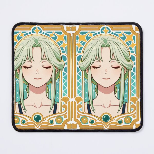 Item preview, Portrait - Green haired woman golden frame serene designed and sold by AnimeShin.