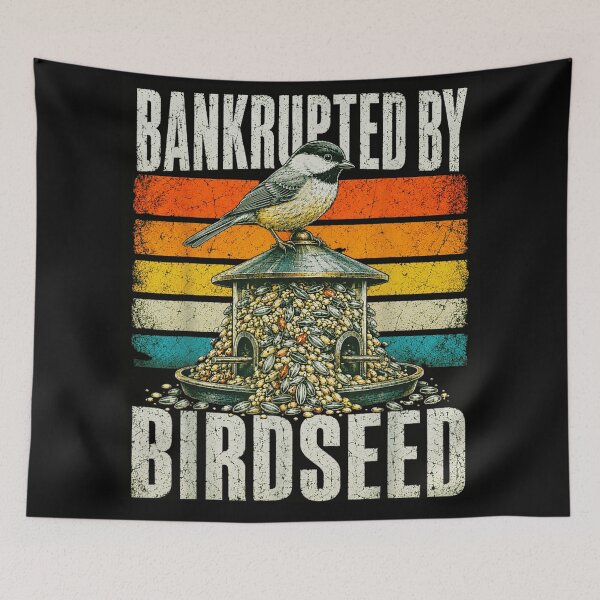 Item preview, Retro Bankrupted By Birdseed Funny Chickadee Bird Watching Vintage Sunset Graphic Tee designed and sold by GalenoHenley.