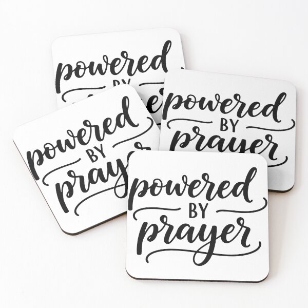 Item preview, Powered by prayer, Christian faith ,cursive lettering prayer message. designed and sold by raedattia.