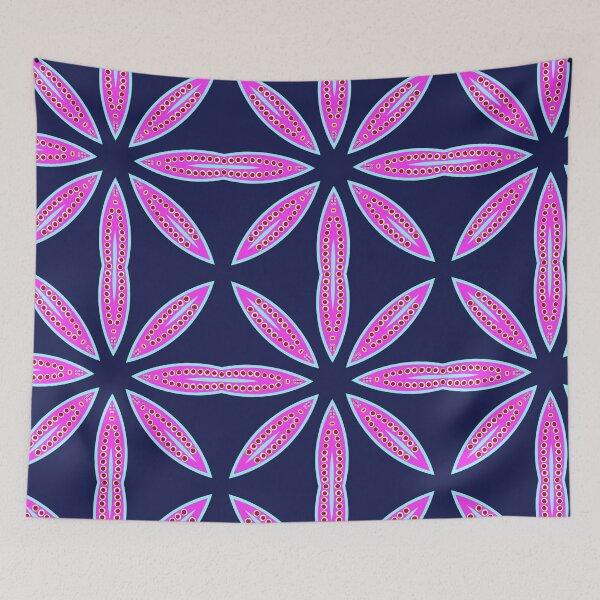 Item preview, Navy and Magenta Starburst Geometric Pattern designed and sold by Tinsleybluebell.
