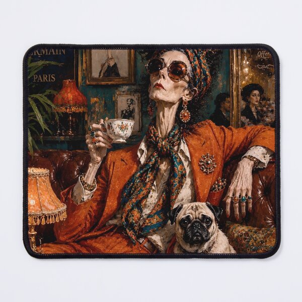 Item preview, The Grand Dame – Parisian Café Elegance | Vintage Fashion Editorial Illustration designed and sold by Vibranta Studio.