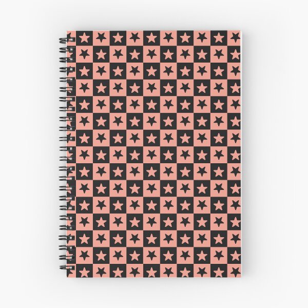 Item preview, Black and Coral checkered stars designed and sold by pattern-archive.