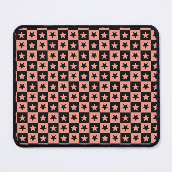 Item preview, Black and Coral checkered stars designed and sold by pattern-archive.