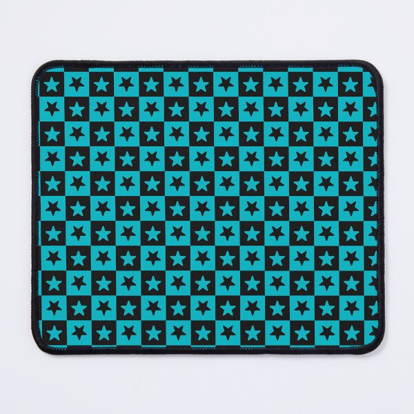 Item preview, Black and Cyan checkered stars designed and sold by pattern-archive.