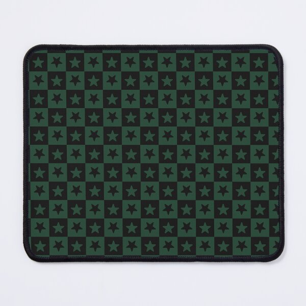 Item preview, Black and Forest Green checkered stars designed and sold by pattern-archive.