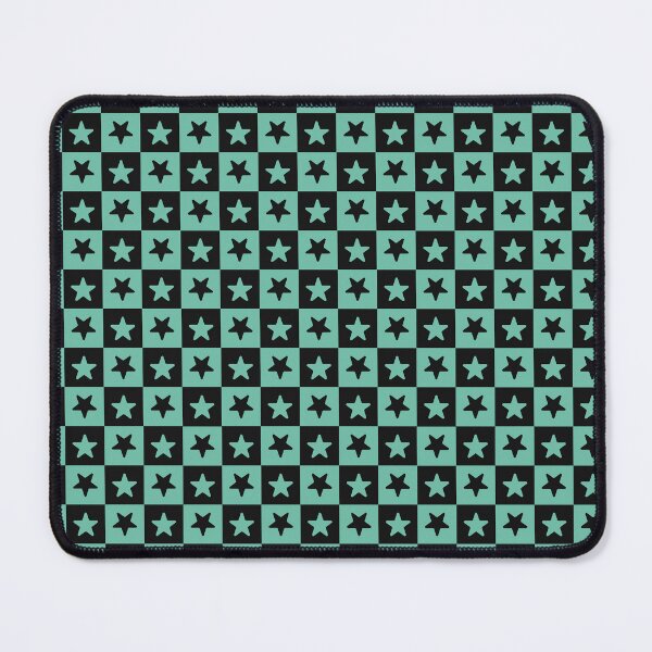 Item preview, Black and Pastel Green checkered stars designed and sold by pattern-archive.