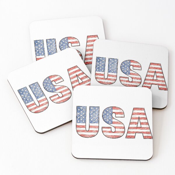 Item preview, USA Flag Hand Drawn Letters designed and sold by Ar0undTheW0rld.