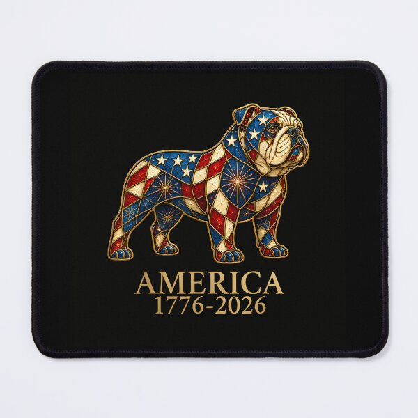 Item preview, Patriotic America 1776 To 2026 Stained Glass US Flag Bulldog Design designed and sold by DuneHaicna.