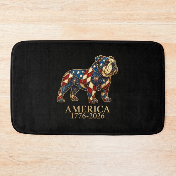 Item preview, Patriotic America 1776 To 2026 Stained Glass US Flag Bulldog Design designed and sold by DuneHaicna.