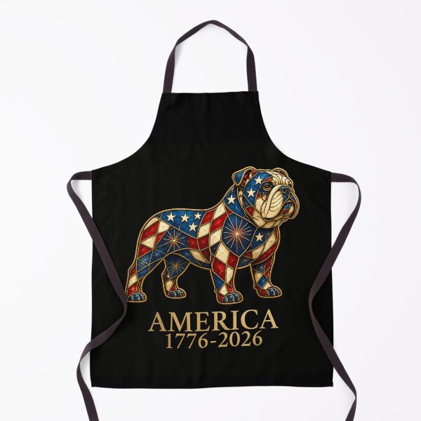 Item preview, Patriotic America 1776 To 2026 Stained Glass US Flag Bulldog Design designed and sold by DuneHaicna.