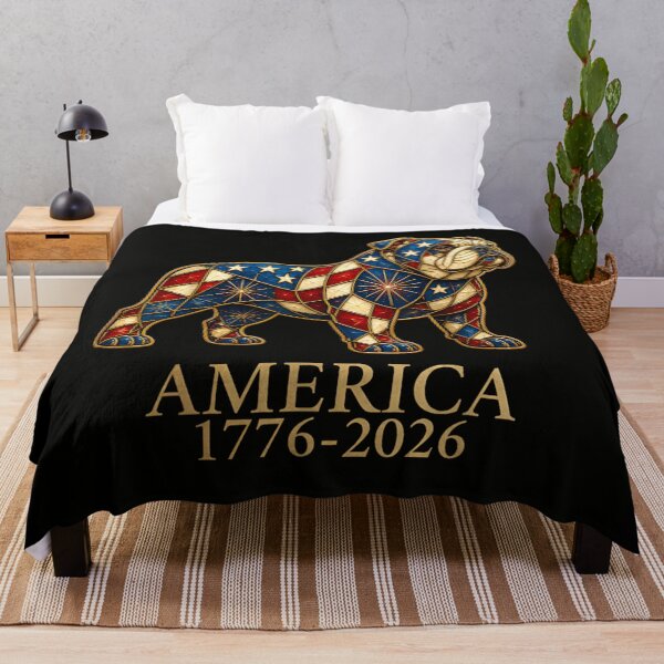 Item preview, Patriotic America 1776 To 2026 Stained Glass US Flag Bulldog Design designed and sold by DuneHaicna.