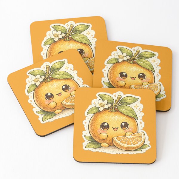 Item preview, Kawaii Cute Orange with Blossom Flower and Slice – Adorable Watercolor Citrus Art | Orange Gift designed and sold by irfanshikh.