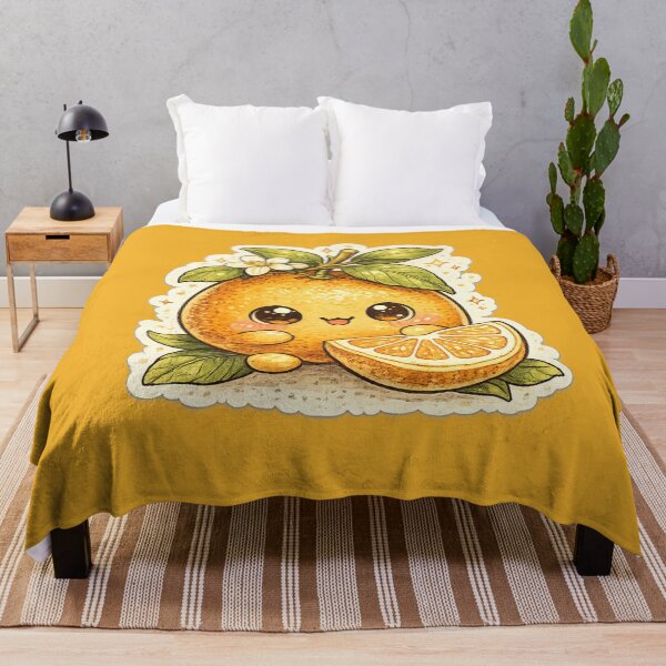 Item preview, Kawaii Cute Orange with Blossom Flower and Slice – Adorable Watercolor Citrus Art | Orange Gift designed and sold by irfanshikh.