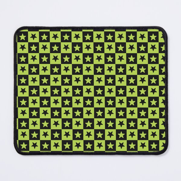 Item preview, Black and Lime checkered stars designed and sold by pattern-archive.