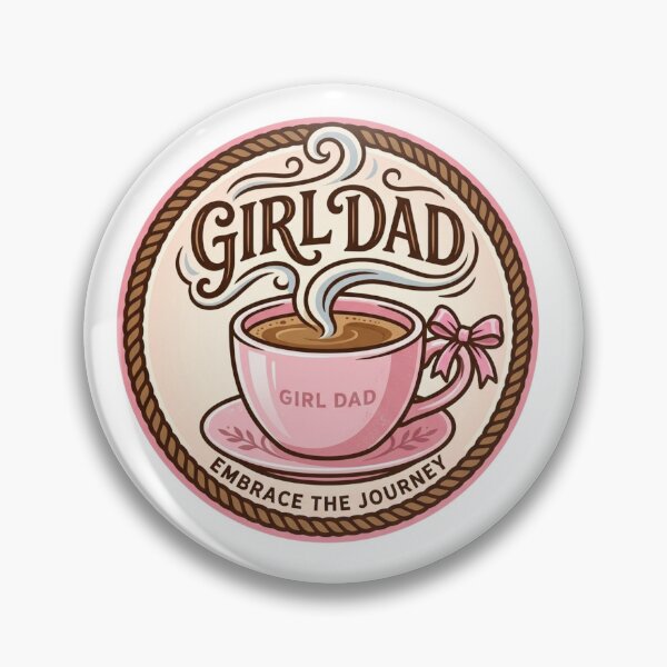 Item preview, ​Girl Dad Espresso Cup Pink Ribbon Vintage Badge designed and sold by Timeless Junction.