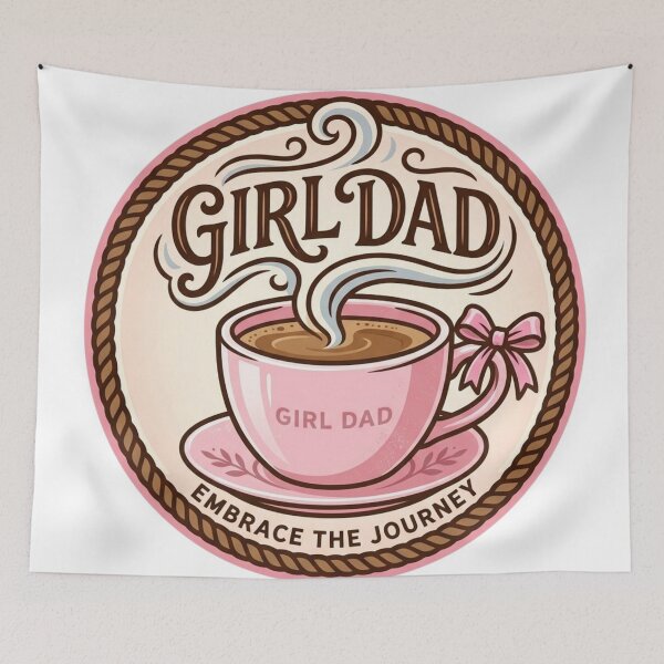 Item preview, ​Girl Dad Espresso Cup Pink Ribbon Vintage Badge designed and sold by Timeless Junction.