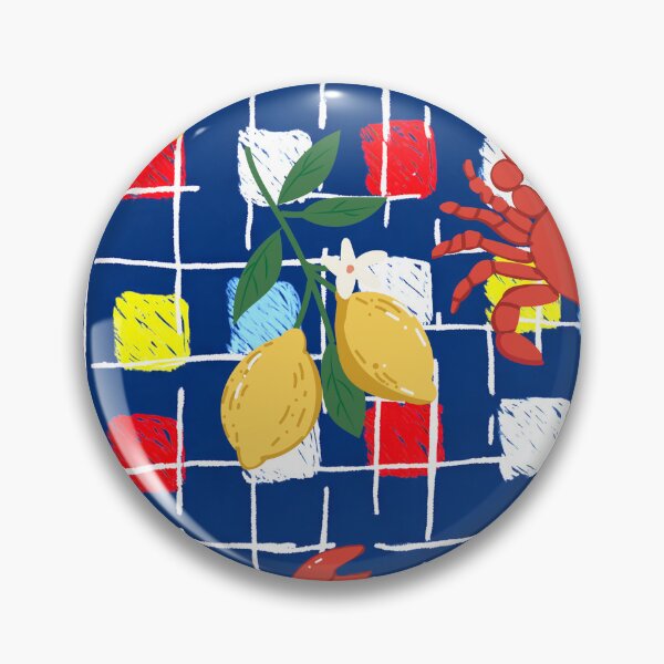 Item preview, Lemons and Red Crabs – Mediterranean Kitchen Tablecloth Seamless Pattern designed and sold by EmeraldeaArt.