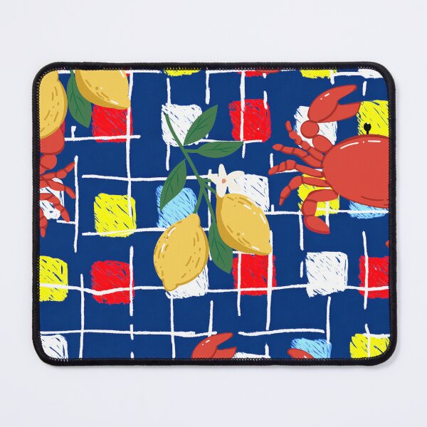 Item preview, Lemons and Red Crabs – Mediterranean Kitchen Tablecloth Seamless Pattern designed and sold by EmeraldeaArt.