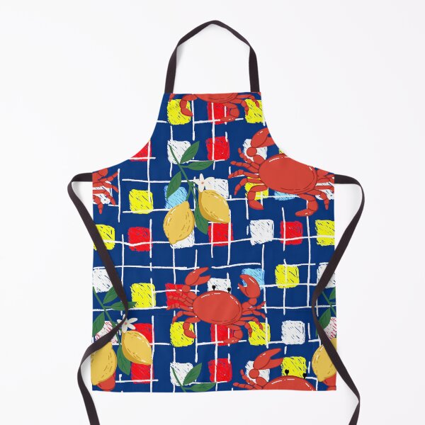 Item preview, Lemons and Red Crabs – Mediterranean Kitchen Tablecloth Seamless Pattern designed and sold by EmeraldeaArt.