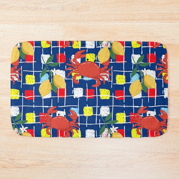 Item preview, Lemons and Red Crabs – Mediterranean Kitchen Tablecloth Seamless Pattern designed and sold by EmeraldeaArt.