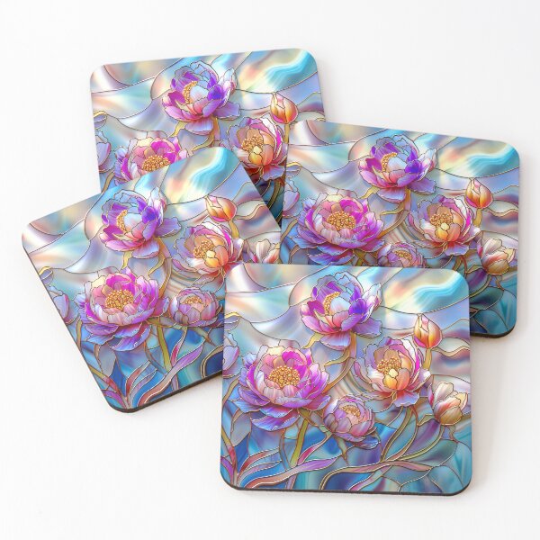 Item preview, Peonies Stained Glass Art designed and sold by MargaretWiktor.