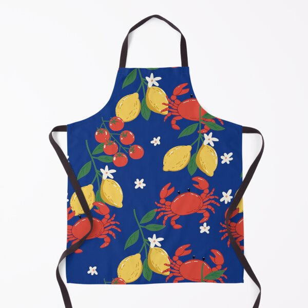 Item preview, Lemons, Tomatoes & Crabs on Blue Pattern – Mediterranean Coastal Table DesignLemons Tomatoes Crabs on Blue Pattern – Mediterranean Coastal Design designed and sold by EmeraldeaArt.