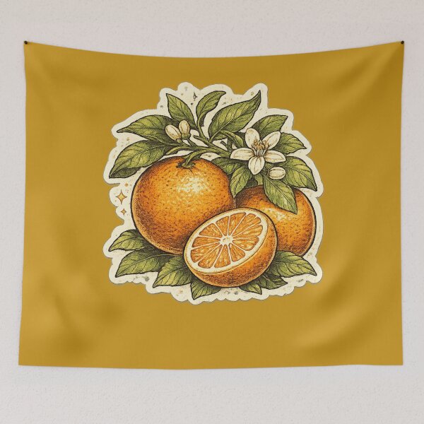 Item preview, Vintage Botanical Orange with Blossom Flowers – Victorian Natural History Illustration | Orange Art Print Gift designed and sold by irfanshikh.