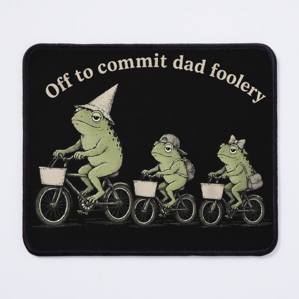 Item preview, Whimsical Cottagecore Frog Family Riding Bicycles Off To Commit Dad Foolery Art designed and sold by DienesAngele.
