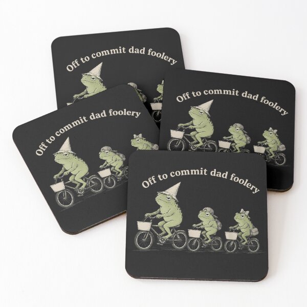 Item preview, Whimsical Cottagecore Frog Family Riding Bicycles Off To Commit Dad Foolery Art designed and sold by DienesAngele.