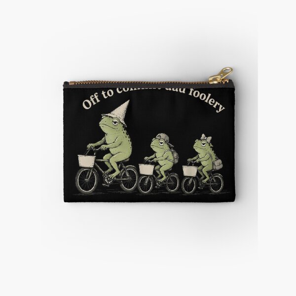 Item preview, Whimsical Cottagecore Frog Family Riding Bicycles Off To Commit Dad Foolery Art designed and sold by DienesAngele.