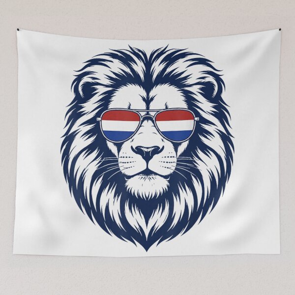 Item preview, Cool Blue Lion Wearing Netherlands Flag Sunglasses Dutch Pride Patriotic Art Design designed and sold by WilliaMaler.