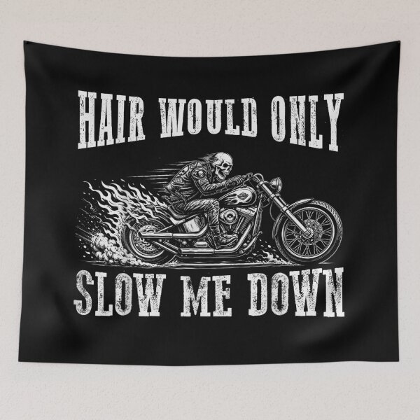 Item preview, Funny Bald Skeleton Riding Motorcycle Hair Would Only Slow Me Down Biker designed and sold by WilliaMaler.