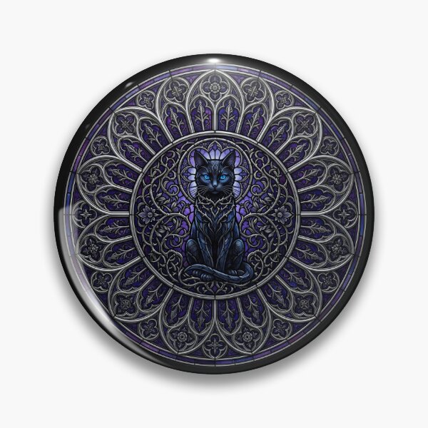 Item preview, Black Cat Gothic Stained Glass — Purple Rose Window Mystic Feline designed and sold by David Mateo ArtWorks.