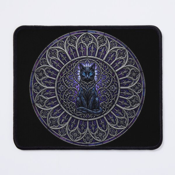 Item preview, Black Cat Gothic Stained Glass — Purple Rose Window Mystic Feline designed and sold by David Mateo ArtWorks.