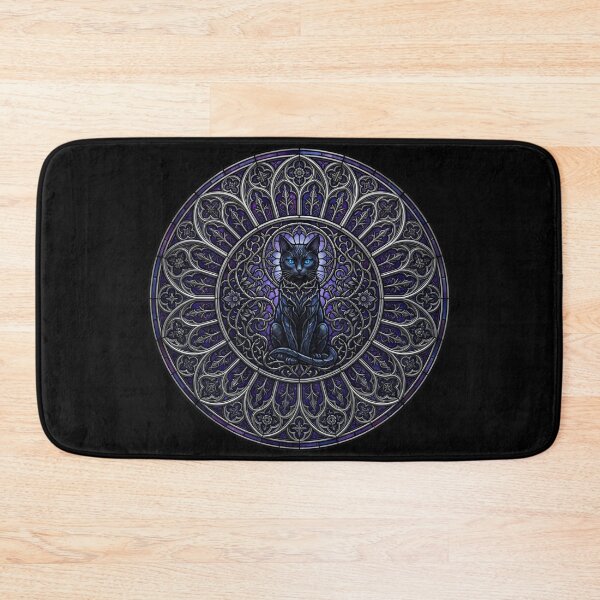 Item preview, Black Cat Gothic Stained Glass — Purple Rose Window Mystic Feline designed and sold by David Mateo ArtWorks.