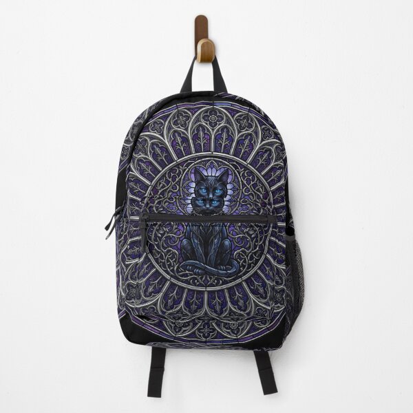 Item preview, Black Cat Gothic Stained Glass — Purple Rose Window Mystic Feline designed and sold by David Mateo ArtWorks.