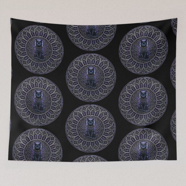 Item preview, Black Cat Gothic Stained Glass — Purple Rose Window Mystic Feline designed and sold by David Mateo ArtWorks.