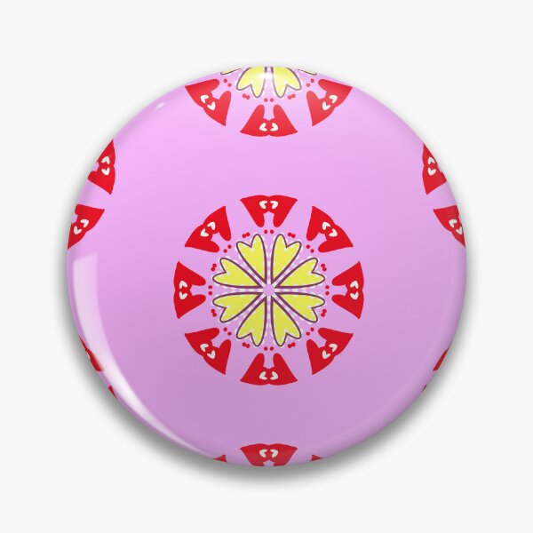 Item preview, Pink and Red Heart Flower Mandala Pattern designed and sold by Tinsleybluebell.