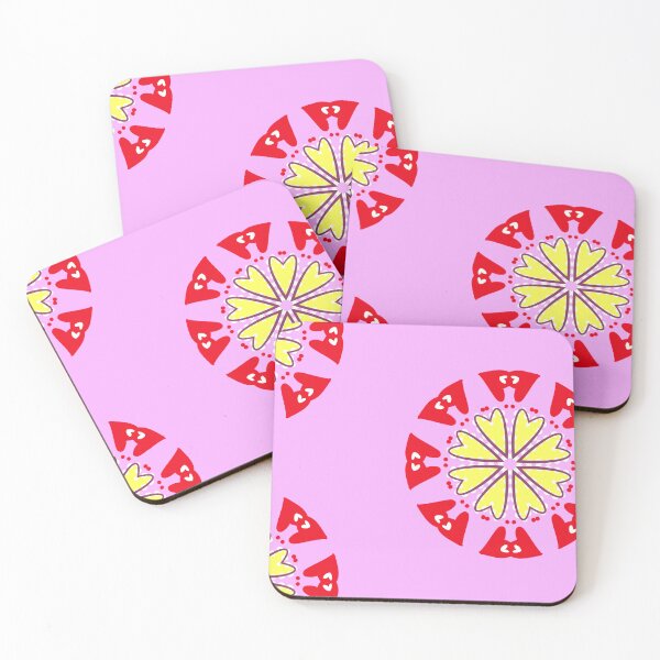 Item preview, Pink and Red Heart Flower Mandala Pattern designed and sold by Tinsleybluebell.