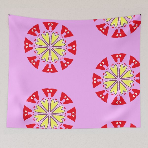 Item preview, Pink and Red Heart Flower Mandala Pattern designed and sold by Tinsleybluebell.
