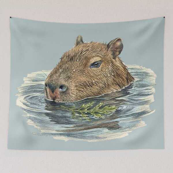 Item preview, Naturalist illustration: The Capybara swimming in the water designed and sold by Green-Natura.