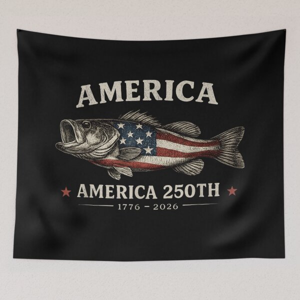 Item preview, Patriotic America 250th Quarter Semicentennial Anniversary 1776 To 2026 Fishing Bass Art designed and sold by WilliaMaler.