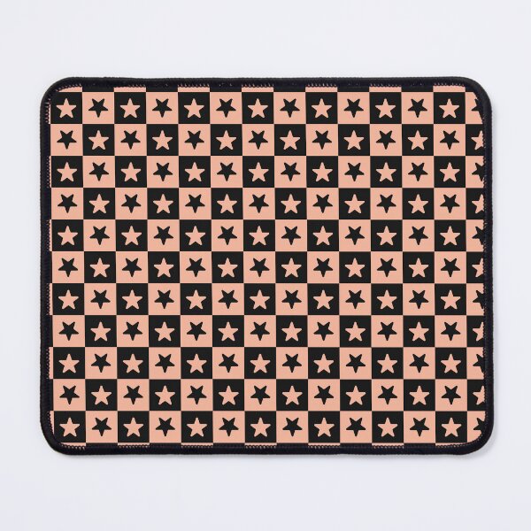 Item preview, Black and Peach checkered stars designed and sold by pattern-archive.