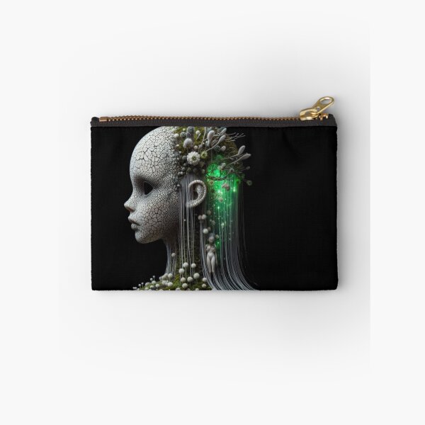 Item preview, Goth Porcelain Nature Spirit with Mushrooms and Green Bio Luminescence designed and sold by LujziWorld.