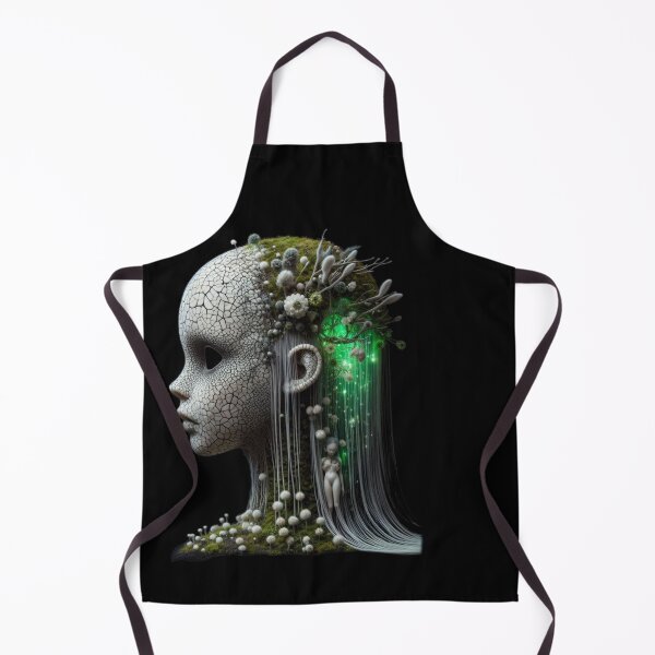 Item preview, Goth Porcelain Nature Spirit with Mushrooms and Green Bio Luminescence designed and sold by LujziWorld.