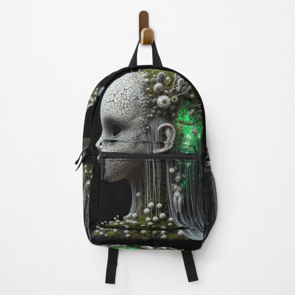 Item preview, Goth Porcelain Nature Spirit with Mushrooms and Green Bio Luminescence designed and sold by LujziWorld.