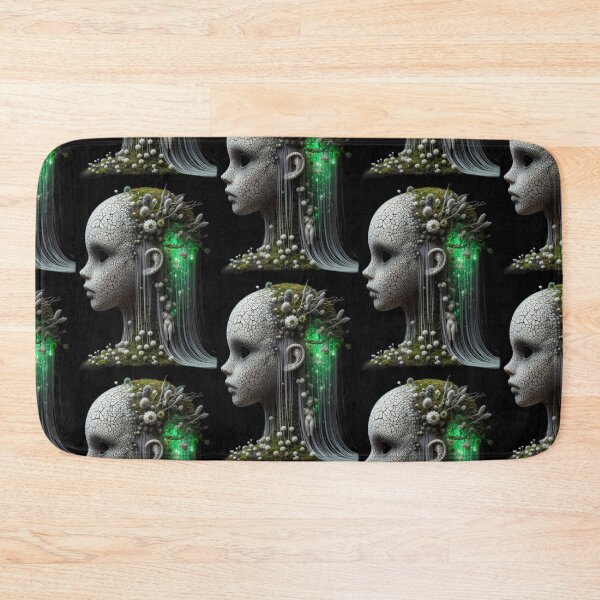 Item preview, Goth Porcelain Nature Spirit with Mushrooms and Green Bio Luminescence designed and sold by LujziWorld.