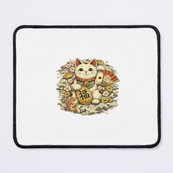 Item preview, Japanese Lucky Cat | Vintage Maneki Neko Art designed and sold by Ukiyo Spirit Studio.