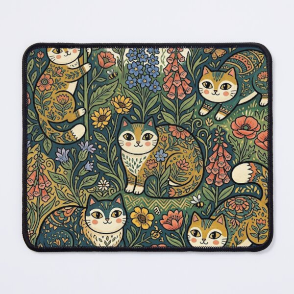 Item preview, Whimsical Folk Art Cats in a Cottage Garden designed and sold by Iampoji.